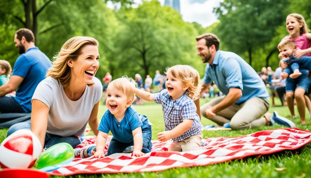 Family enjoying outdoor activities in Piedmont Park, Atlanta